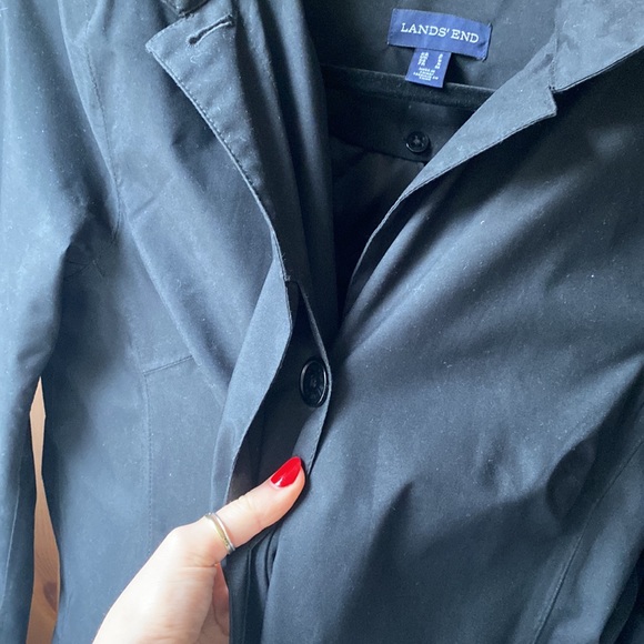 Black Lands End Outerwear Button Coat